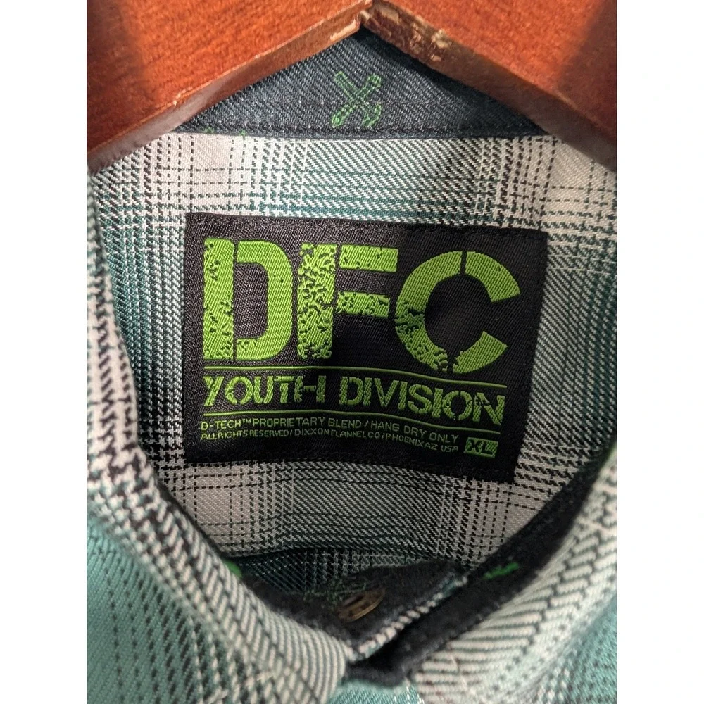 Dixxon Flannel Shirt‎ Youth XL Green Plaid Button Up DFC Tech Blend New Tags